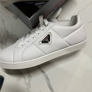 Prada Padded Nappa Leather White Sneakers Shoes